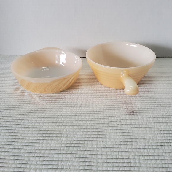 2 Fire King Dishes Bowls Vintage Small 5" Peach Lusterware Soup Anchor Hocking - Picture 2 of 10